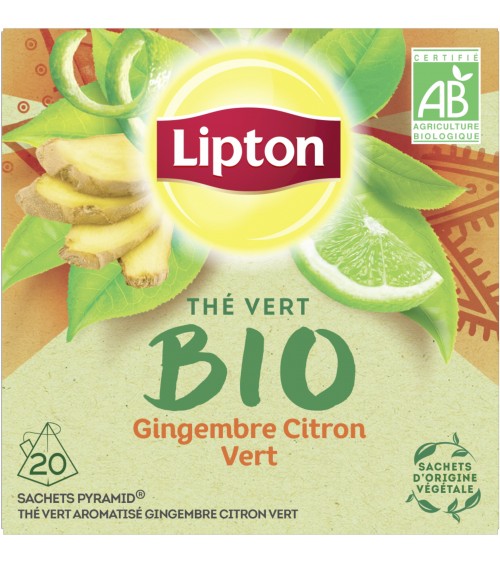 Thé Vert BIO Gingembre Citron Vert Lipton